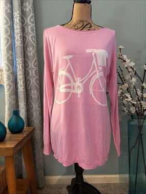 Duffield Lane Bicycle Beach Cruiser Motif Silk Blend Sweater